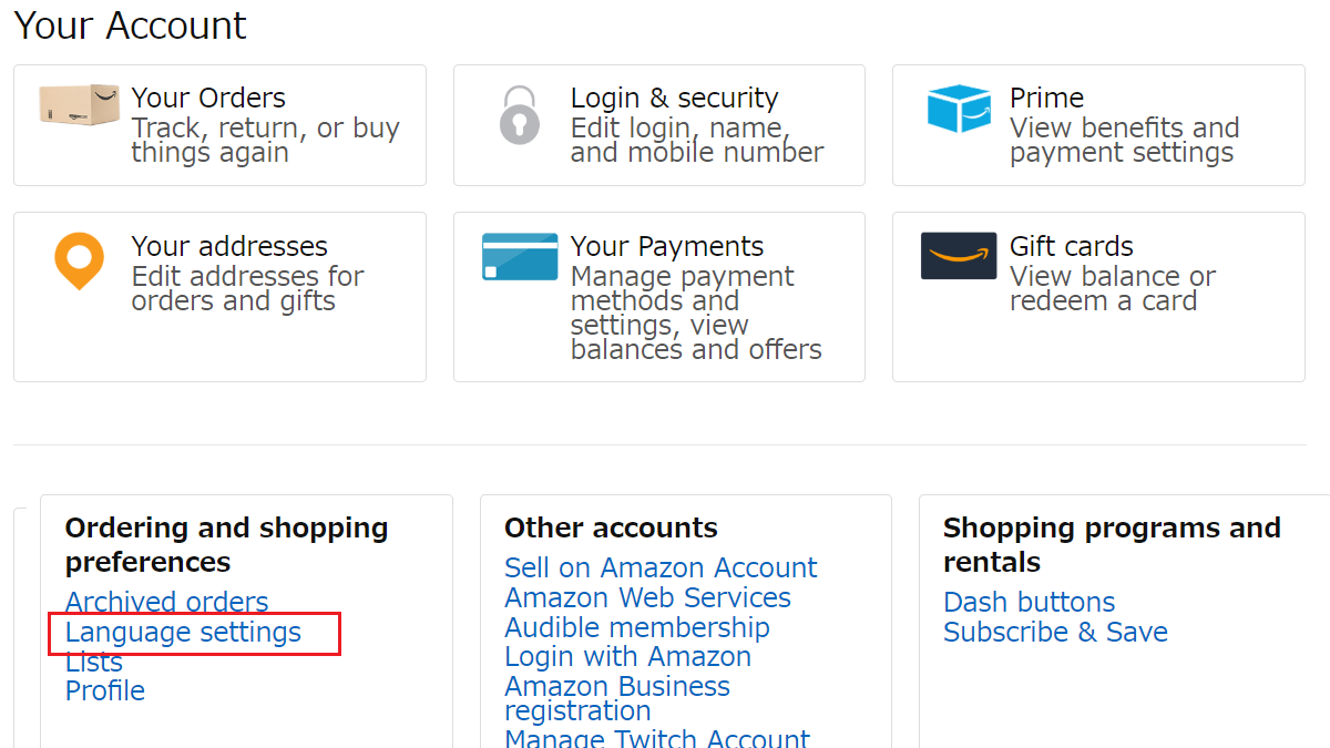 Amazon 日本語表示